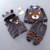 Пуховик подходит для мужчин и женщин, утепленная демисезонная детская толстовка, детский бархатный комплект, детская одежда, 3 лет