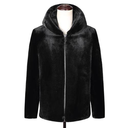 啄木鸟海宁冬季水貂绒皮草貂皮貂绒大衣男皮毛一体外套真皮皮衣 - 图3