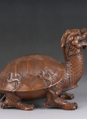 紫铜霸下赑屃办公室桌面摆设龙龟