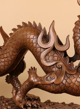 紫铜蛟龙家居客厅公司摆设雕塑