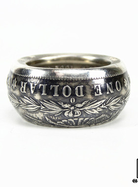 男款纯手工定制摩根银币戒指霸气