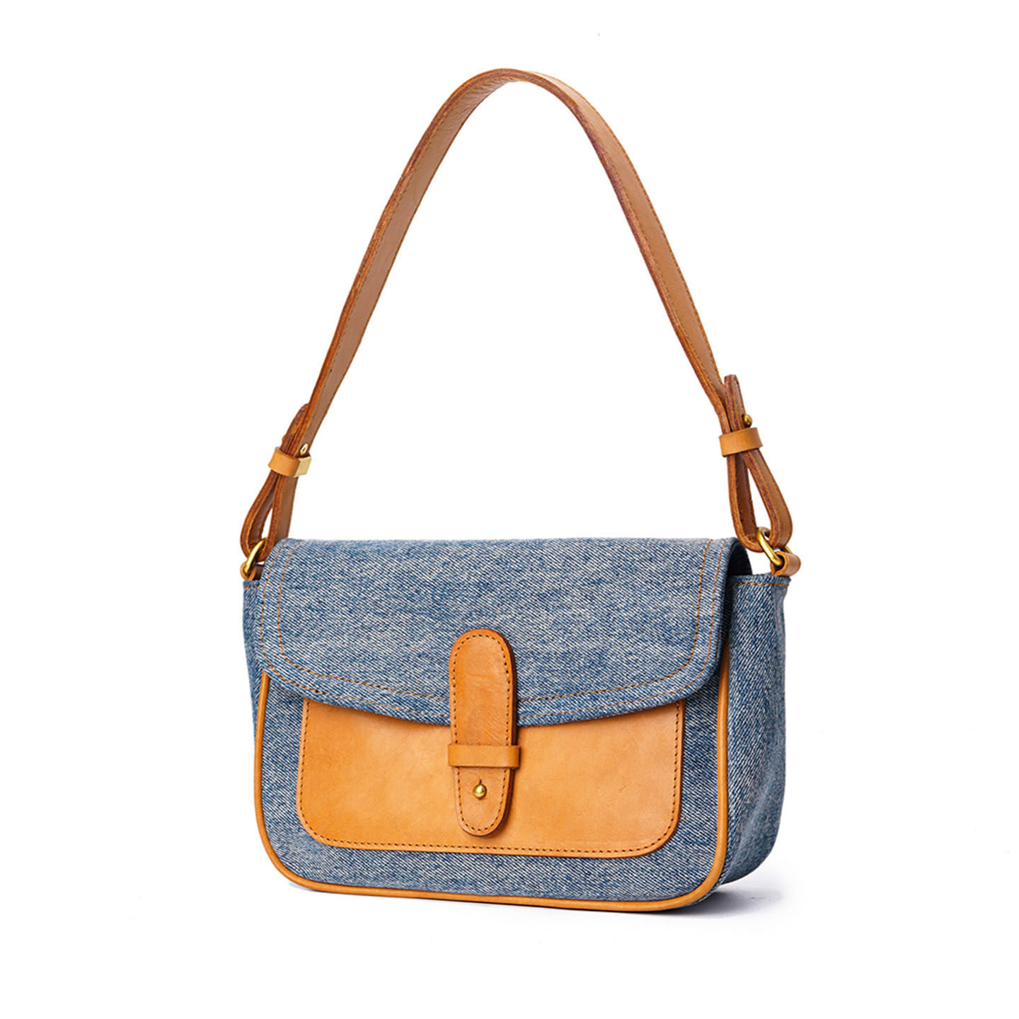 轻奢牛仔蓝腋下包高级感配真皮单肩斜挎包百搭洋气小方包邮差包女,淘宝优惠券,粉丝福利购,淘宝优惠卷