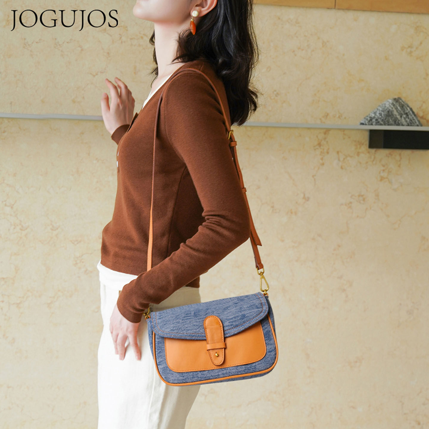轻奢牛仔蓝腋下包高级感配真皮单肩斜挎包百搭洋气小方包邮差包女,淘宝优惠券,粉丝福利购,淘宝优惠卷