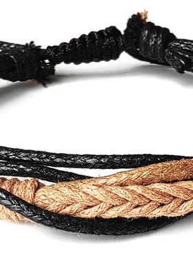 棕色原创编织手链蜡线复古