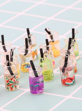 diy水果玻璃瓶树脂钥匙扣饰品