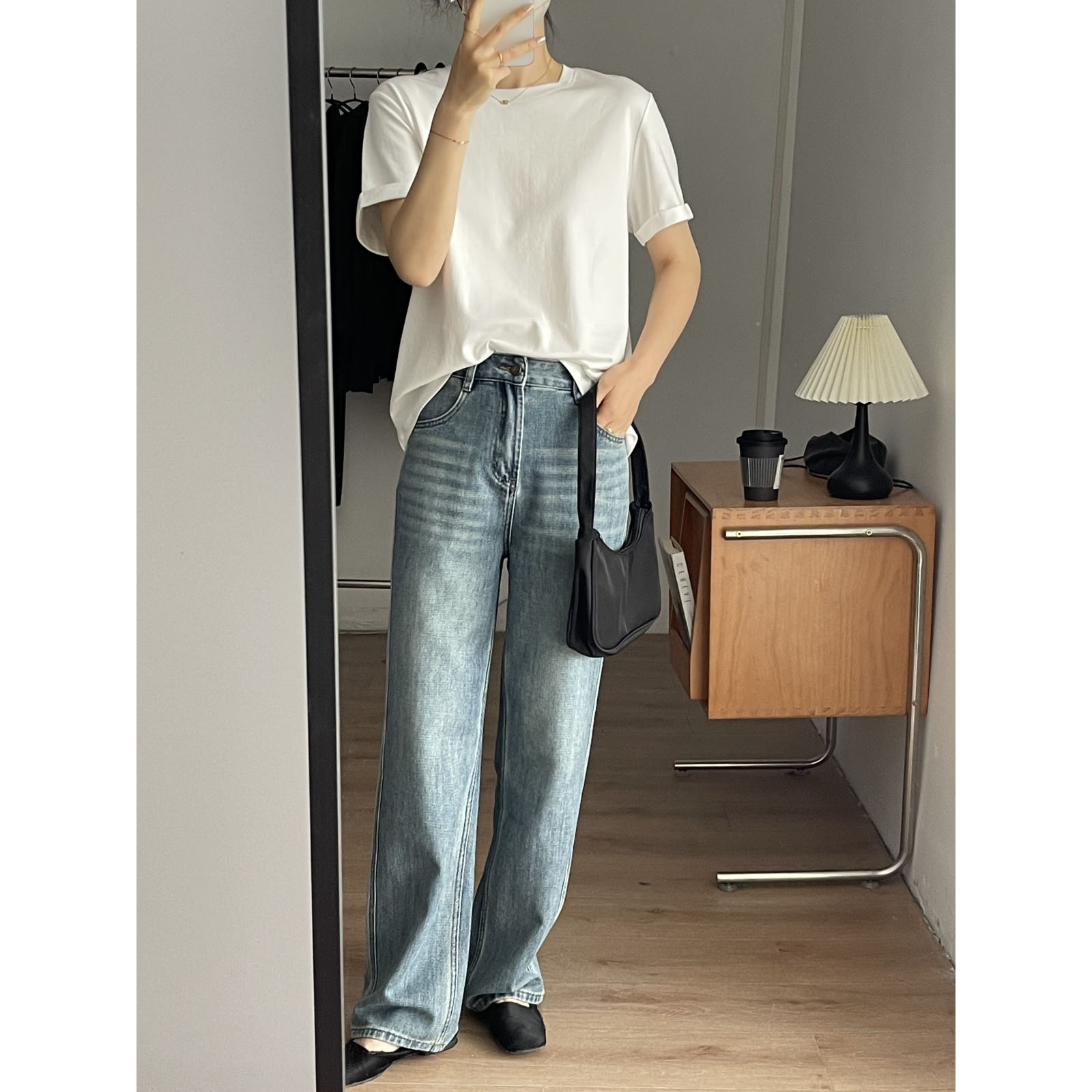 夏天很好穿的玉冰晶牛仔裤 冰爽透气韩版百搭显瘦直筒牛仔拖地裤 - 图2