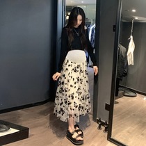 Pregnant Woman Half Body Dress Spring Dress Outside Wearing Fashion Style Pants Big Size Code Net Red Spring Summer Foreign Pie Loose high waist A-character dress