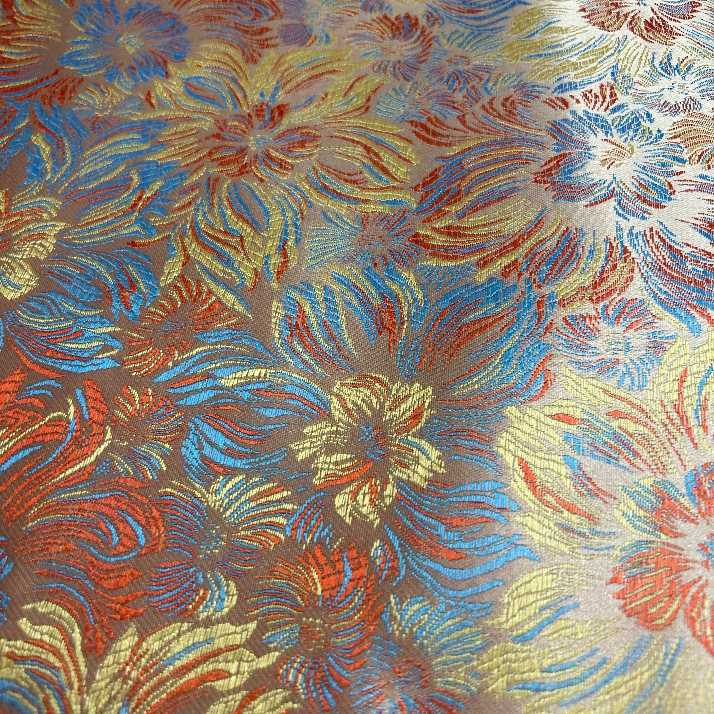 织锦缎旗袍童装蒙古袍民族服装面料装饰手工提花织锦缎丝绸布料 - 图1