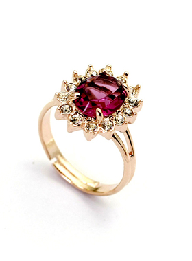 复古日韩风饰品镶钻蓝宝石戒指环