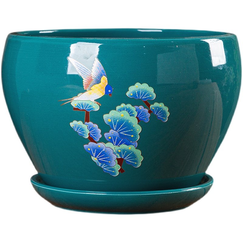 两个一组花盆陶瓷特价2026新款透气多肉花盆带托盘大号阳台客厅,淘宝优惠券,粉丝福利购,淘宝优惠卷