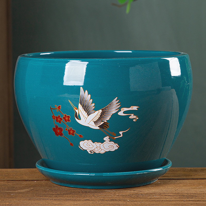 两个一组花盆陶瓷特价2026新款透气多肉花盆带托盘大号阳台客厅,淘宝优惠券,粉丝福利购,淘宝优惠卷