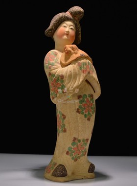 高水旺复古唐三彩纯手绘胖妞陶土