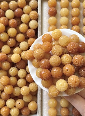 风化菩提根雕刻祥云圆珠手链