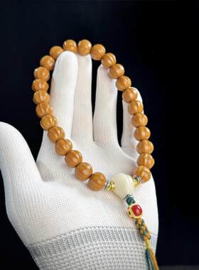 野生雕刻鲨鱼背猴头手串光珠手捻核桃文玩佛珠男女士单圈盘玩手链