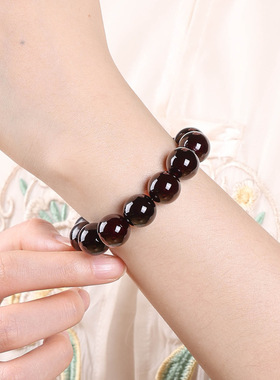 新中式猪肝红圆珠菩提手串男士盘玩单圈手捻解压文玩佛珠手链批发