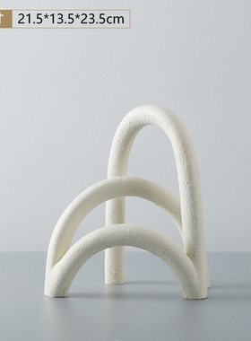 简约现代白色树脂拱形屏风摆件客厅玄关电视柜书房饰品摆设