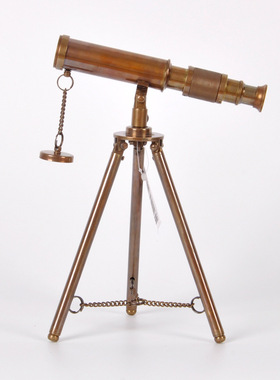 美式欧式轻奢航海望远镜装饰品金属摆件进口英伦复古黄铜工艺品