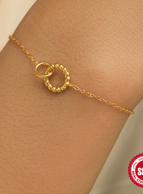 欧美S925纯银简约百搭麻花手链