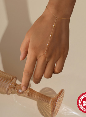 S925纯银八角星镶钻手链ins风