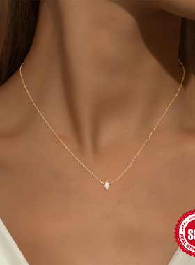 s925银马眼蛋形水滴锁骨链