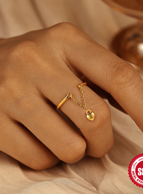 S925纯银链条开口可调节戒指