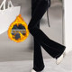 Velvet flared ແອວສູງ pants ສູງສີດໍາ