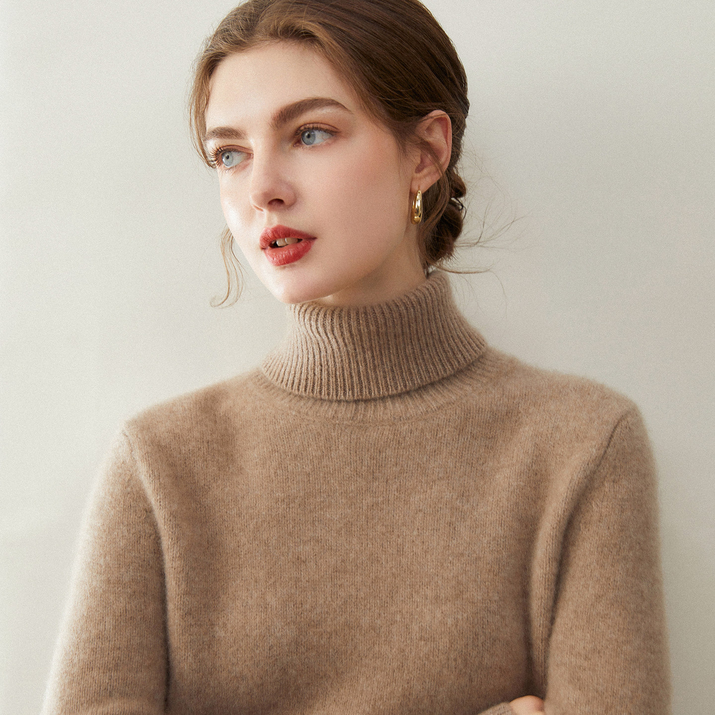 康赛妮~七针双股正肩秋冬纯山羊绒衫女高翻领针织打底衫毛衣内搭,淘宝优惠券,粉丝福利购,淘宝优惠卷