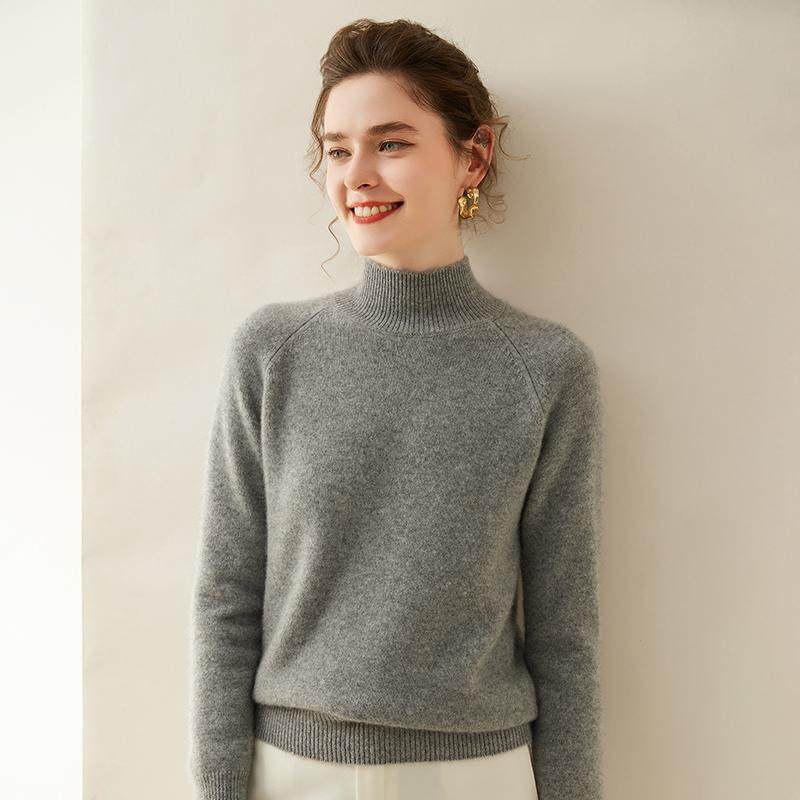 30%~山羊绒半高领羊绒衫女加厚长袖上衣女内搭插肩纯色针织毛衣,淘宝优惠券,粉丝福利购,淘宝优惠卷