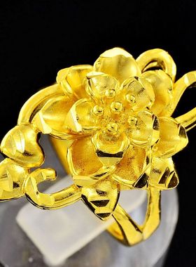 婚庆大花镀金戒指礼物久不褪色