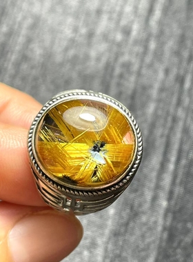 紫水晶戒指925银镶嵌绿幽灵发晶