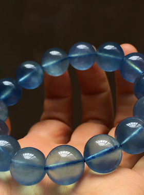 海蓝宝手链老矿天然水晶手串男女