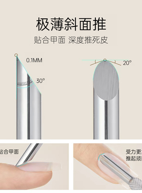 专业美甲钢推美甲师斜向推死皮铲刀去死皮工具不锈钢美甲店神器