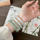 Cui Bamboo Natural Jade Bracelet Girl Tianshan Cui Thin Round Bar Bracelet Young Beauty Bar Jade Color Ice Seed Floating Flowers