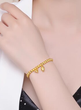 越南沙金手链女士两世欢莲蓬链子黄金色古法手串不掉色轻奢转运珠