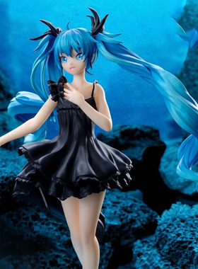 深海少女初音手办未来黑色礼服二次元美少女摆件模型景品批发代发