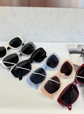 TR偏光韩版ins多巴胺蓝色方形墨镜女款圆脸街拍级感甜妹太阳镜24