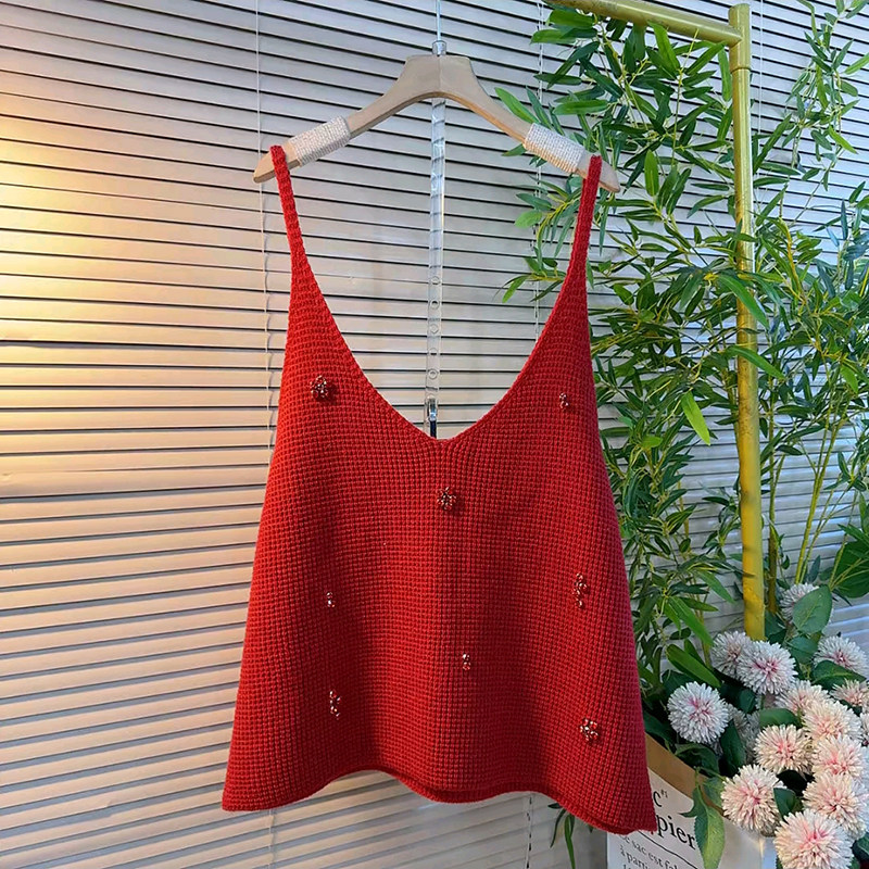 胖妹妹大码女装春季新款韩系中长款吊带订珠针织马甲搭蕾丝花边衫,淘宝优惠券,粉丝福利购,淘宝优惠卷