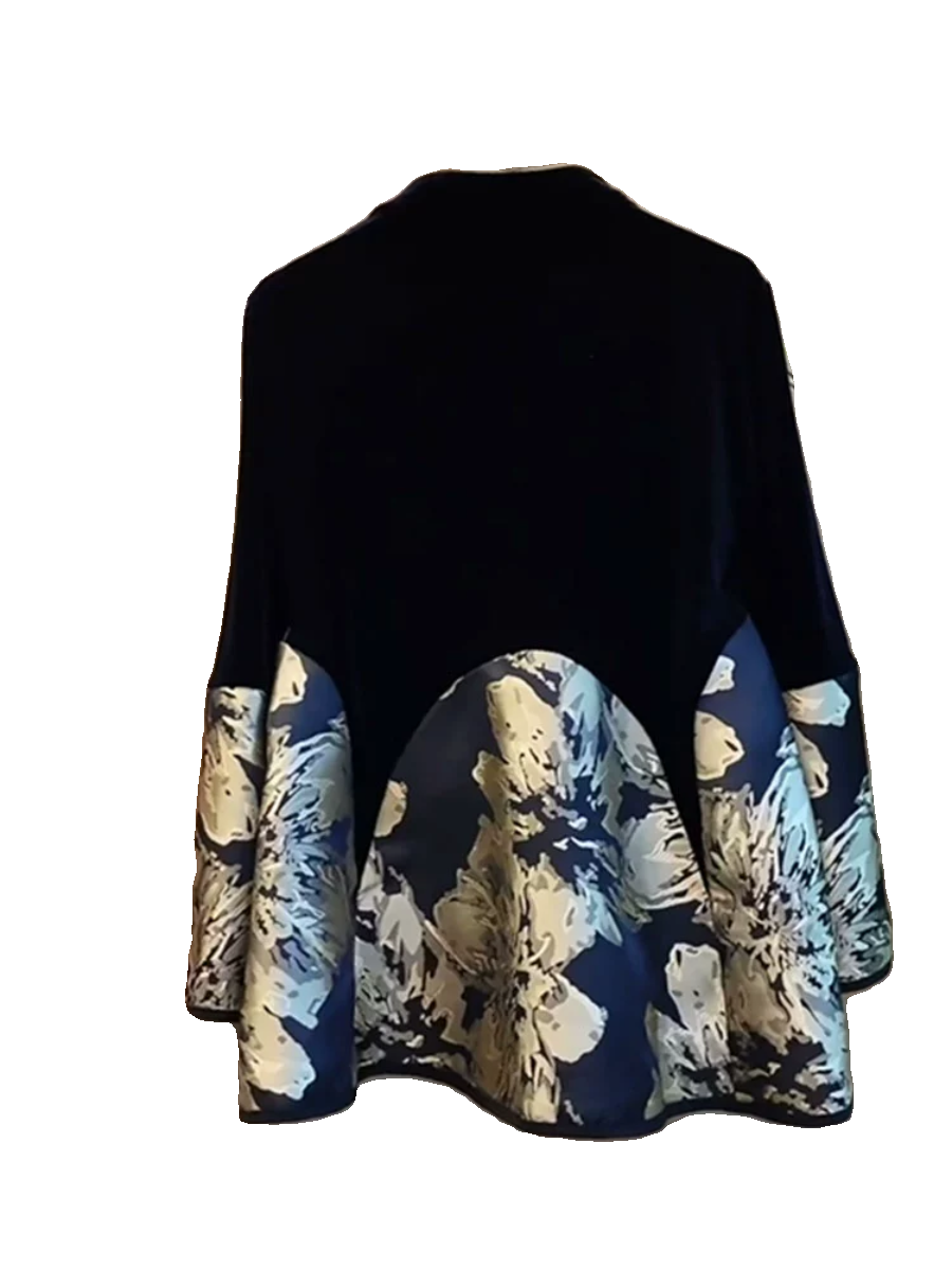 胖妹妹大码女装新款中式国潮圆领丝绒拼接盘扣设计洋气百搭上衣女,淘宝优惠券,粉丝福利购,淘宝优惠卷