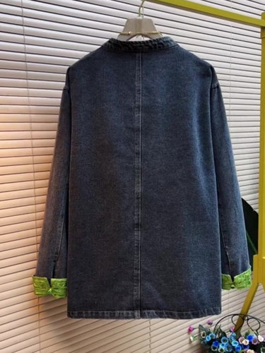 2024春新款微胖显瘦女装大码小众爆款新中式时尚设计牛仔外套衬衫 - 图2