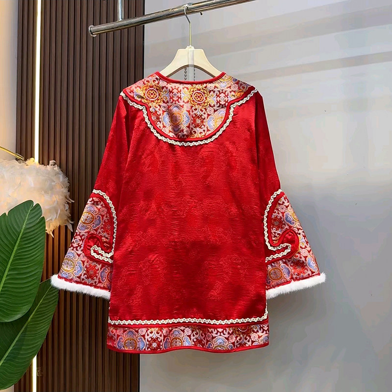 冬季新款新年款国风大码女装重工时尚百搭女人衫宽松遮肉气质衬衫,淘宝优惠券,粉丝福利购,淘宝优惠卷