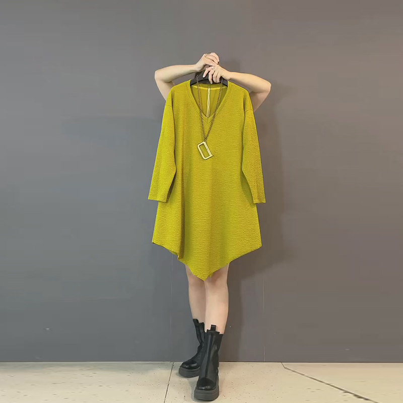 新款欧货气质V领不规则洋气大衫大码女装胖mm宽松遮肉显瘦上衣女,淘宝优惠券,粉丝福利购,淘宝优惠卷