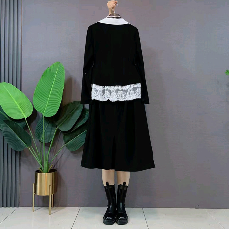 小香风大码女装蕾丝假两件衬衫胖MM显瘦烫钻翻领上衣新款半身裙潮,淘宝优惠券,粉丝福利购,淘宝优惠卷