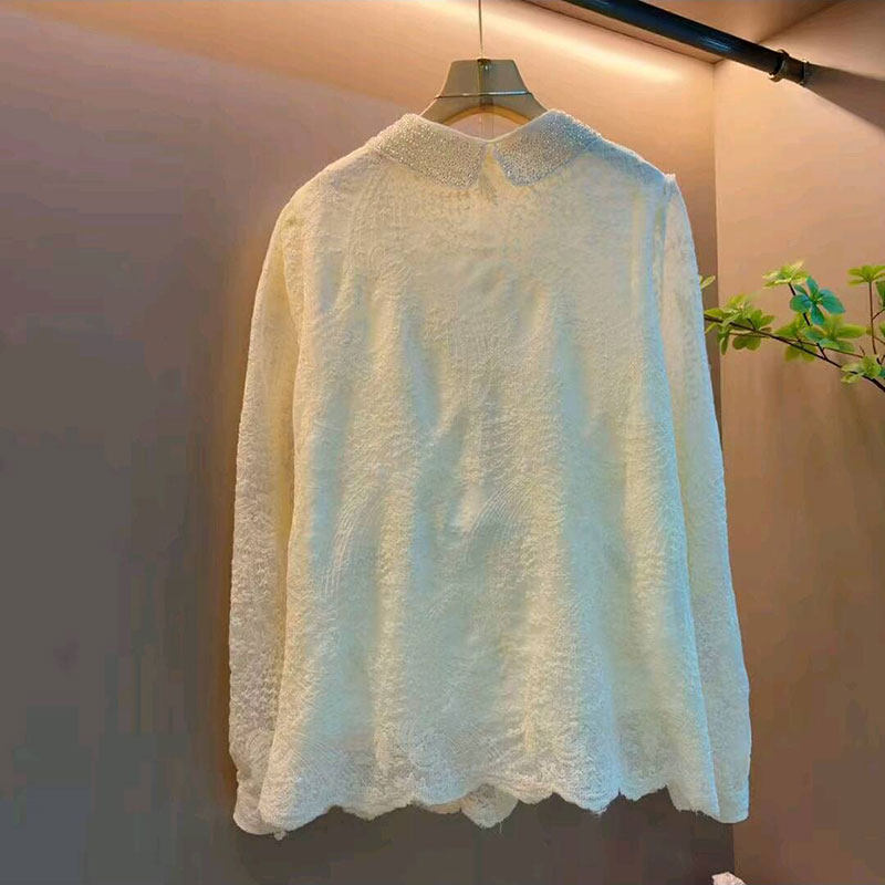 2026春季新款法式重工钉珠娃娃领洋气衬衫大码女装胖mm高级感上衣,淘宝优惠券,粉丝福利购,淘宝优惠卷