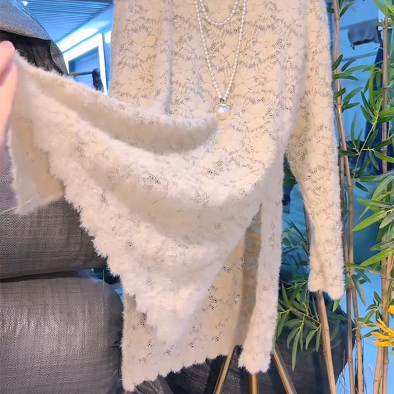 2025早秋减龄新款大码女装胖MM时尚气质宽松镂空设计感长款蕾丝衫,淘宝优惠券,粉丝福利购,淘宝优惠卷