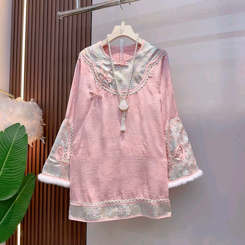 冬季新款新年款国风大码女装重工时尚百搭女人衫宽松遮肉气质衬衫,淘宝优惠券,粉丝福利购,淘宝优惠卷