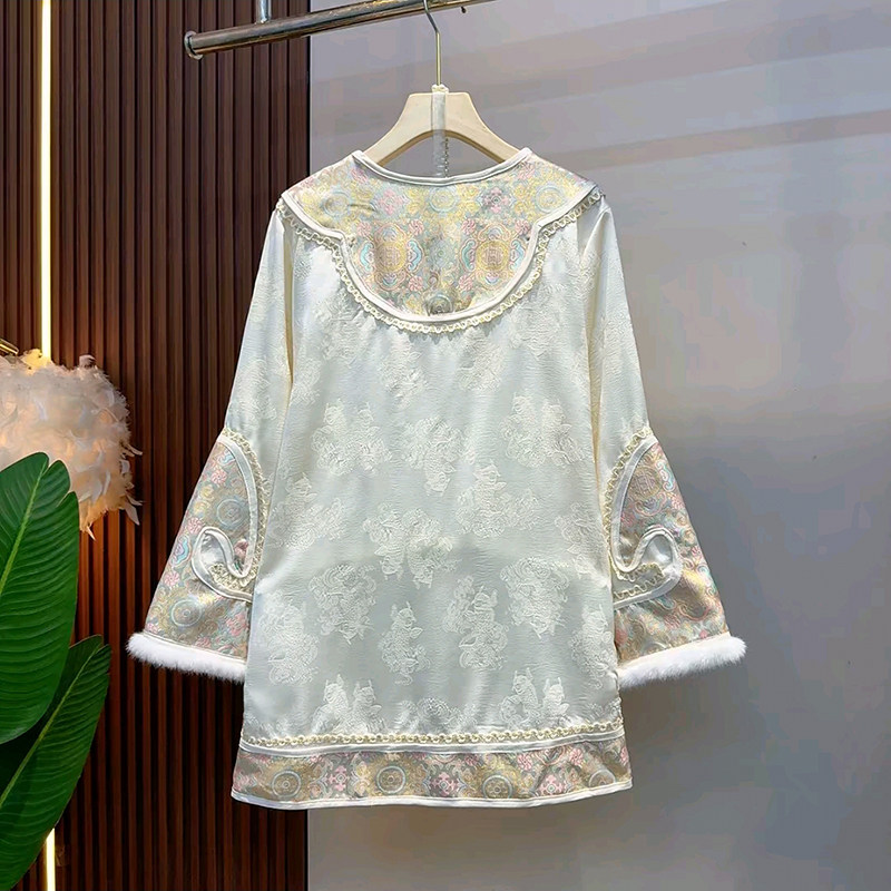 冬季新款新年款国风大码女装重工时尚百搭女人衫宽松遮肉气质衬衫,淘宝优惠券,粉丝福利购,淘宝优惠卷