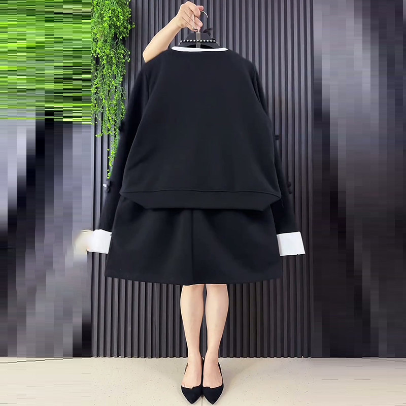 2026春季新款立体花朵上衣胖mm显瘦半身裙两件套大码女装V领卫衣,淘宝优惠券,粉丝福利购,淘宝优惠卷