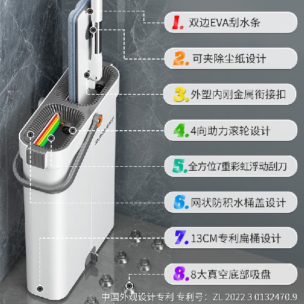 佳帮手拖把家用一拖净彩虹窄缝免手洗带桶平板拖布墩懒人拖地神器 - 图0