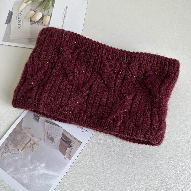 欧美风银丝加绒针织宽边发带女秋冬保暖防风护耳头套毛线头带发饰,淘宝优惠券,粉丝福利购,淘宝优惠卷