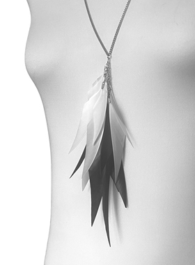 黑鸟羽毛项链男女长款设计感